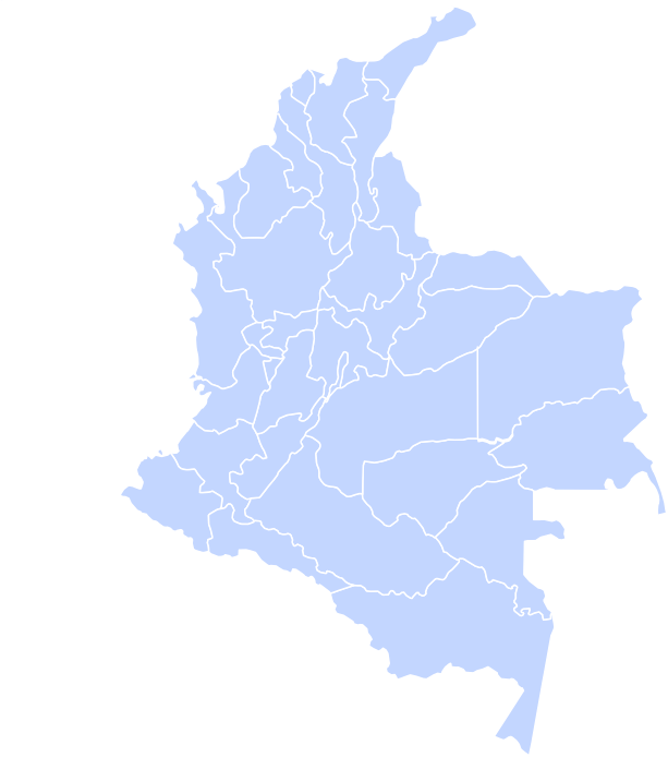 Mapa de Colombia con el Valle del Cauca resaltado